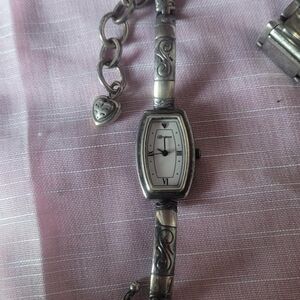 Silver Women's Watch with Heart Charm